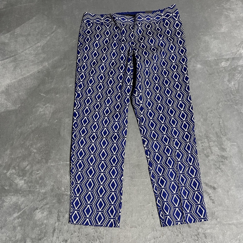 The Limited Drew Fit Blue White Pattern Crop Cotton Pants Women 10 Trousers NEW